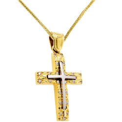 Χρυσός σταυρός βάπτισης-αρραβώνα Κ14 με αλυσίδα